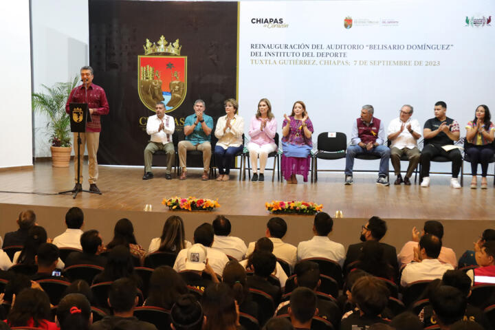 Inaugura Rutilio Escandón rehabilitación integral del Auditorio “Belisario Domínguez” del Indeporte