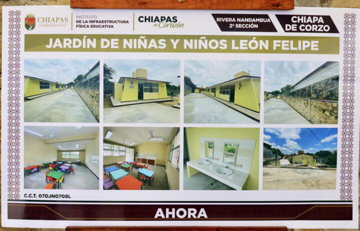 Inaugura Rutilio Escandón construcción del Jardín de Niñas y Niños “León Felipe”, en Chiapa de Corzo