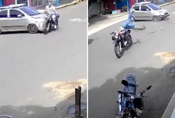 Motociclista pierde la pierna en choque con automóvil (VIDEO)