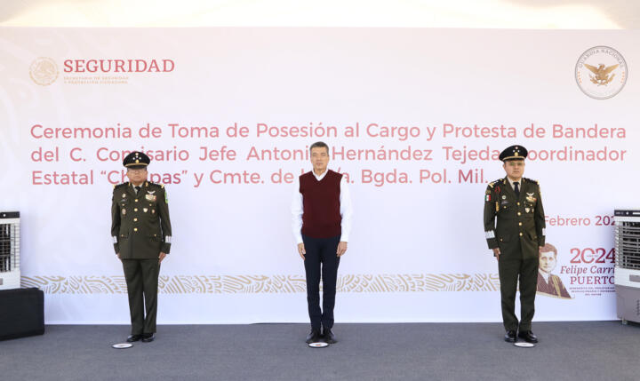 Atestigua Rutilio Escandón toma de protesta del nuevo coordinador de la Guardia Nacional en Chiapas