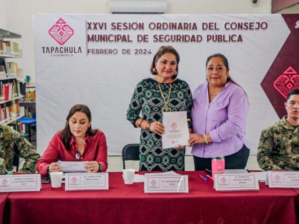 Celebran XXVI Sesión Ordinaria del Consejo Municipal de Seguridad Pública en Tapachula