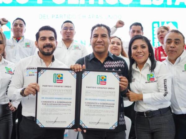 Eduardo Ramírez recibe constancia como candidato al gobierno de Chiapas por Chiapas Unido