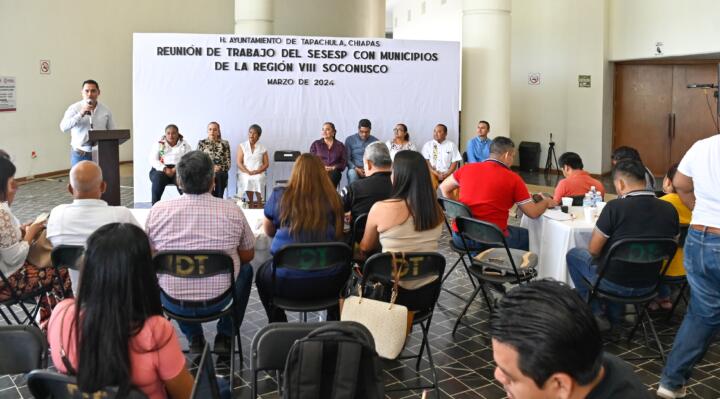 En seguimiento a la seguridad de municipios de la región VIII Soconusco, celebran reunión de trabajo del SESESP