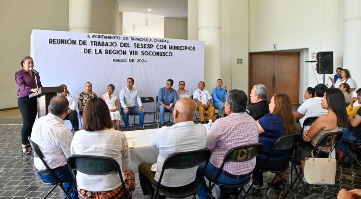 En seguimiento a la seguridad de municipios de la región VIII Soconusco, celebran reunión de trabajo del SESESP