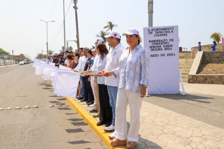 Autoridades de los tres órdenes de gobierno dan banderazo a Operativo Semana Santa Segura 2024 en Puerto Madero