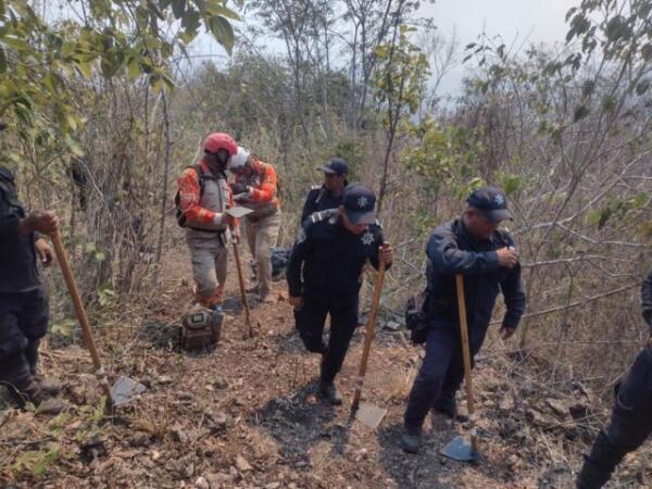 Policías de la SSyPC se suman a acciones para combatir incendios en la región Metropolitana de Chiapas