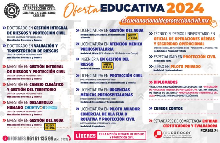 Te presentamos la Oferta Educativa 2024 con programas académicos pioneros, diseñados en Chiapas, acorde a las necesidades y visión global