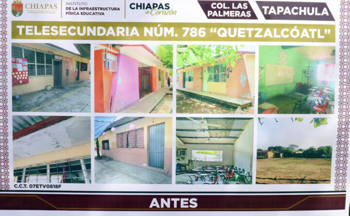 Tras años de abandono, Rutilio Escandón moderniza la Telesecundaria No. 786 “Quetzalcóatl”, de Tapachula