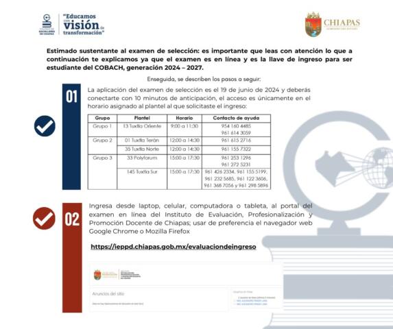 Importante Aviso para Aspirantes al Examen de Selección del COBACH