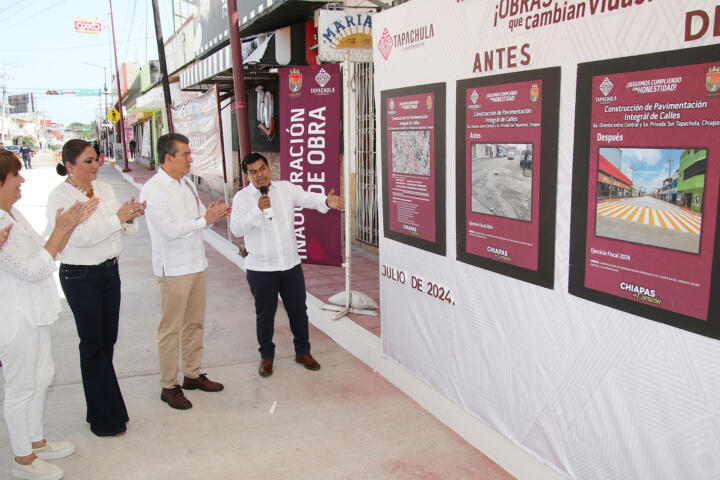 Inaugura Rutilio Escandón la pavimentación con concreto hidráulico de la calle 8ª Oriente, de Tapachula