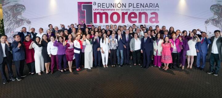 Claudia Sheinbaum celebra bancada histórica de morena con 66 senadores y senadoras