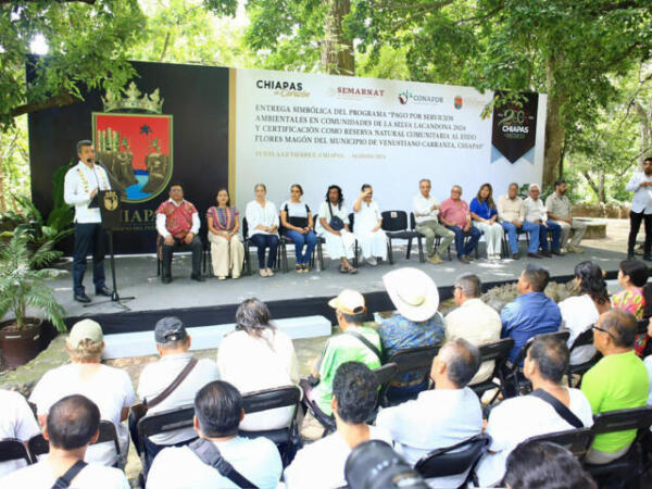 Entrega Rutilio Escandón recursos del programa Pago por Servicios Ambientales en la Selva Lacandona 2024