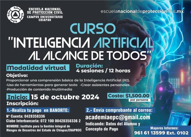 Convoca Enaproc-Chiapas al curso virtual Inteligencia Artificial al Alcance de Todos