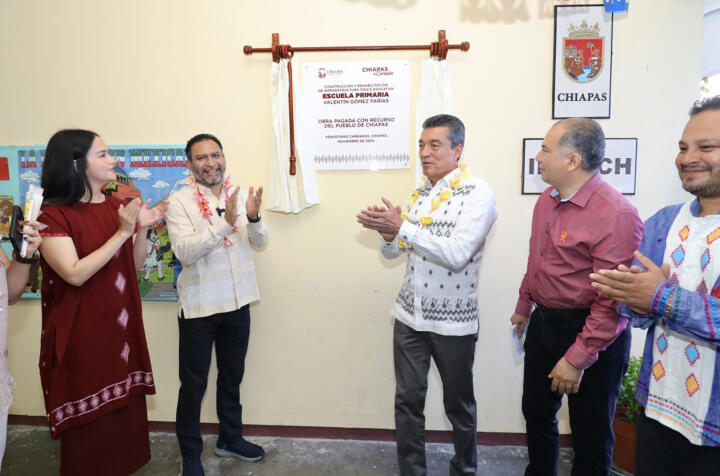 En Venustiano Carranza, inaugura Rutilio Escandón infraestructura educativa en las primarias Valentín Gómez Farías y Cuauhtémoc