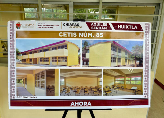 Rutilio Escandón inaugura infraestructura educativa en el CETIS No. 85 de Huixtla