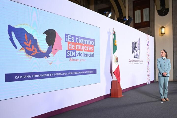 Presidenta Claudia Sheinbaum presenta campaña permanente: ¡Es tiempo de mujeres sin violencia! ¡Súmate y transforma!