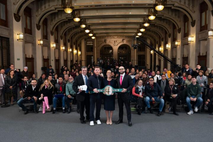 Presidenta Claudia Sheinbaum anuncia clase de box más grande del mundo; “Canelo” Álvarez difundirá este evento deportivo