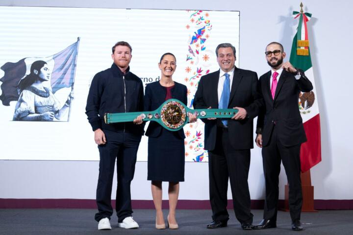 Presidenta Claudia Sheinbaum anuncia clase de box más grande del mundo; “Canelo” Álvarez difundirá este evento deportivo