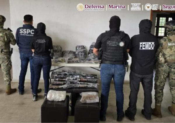 Resultado de la coordinación del Gabinete de Seguridad, se realizaron dos cateos en Chiapas donde se aseguraron armas, municiones y aparente droga