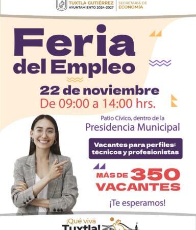 Más de 350 ofertas de trabajo en Feria de Empleo en Tuxtla