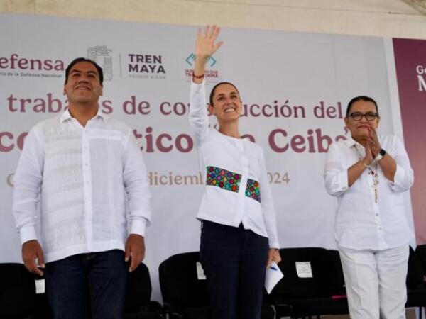 Presidenta Claudia Sheinbaum da banderazo de del parque ecoturístico "La Ceiba" en Palenque, Chiapas