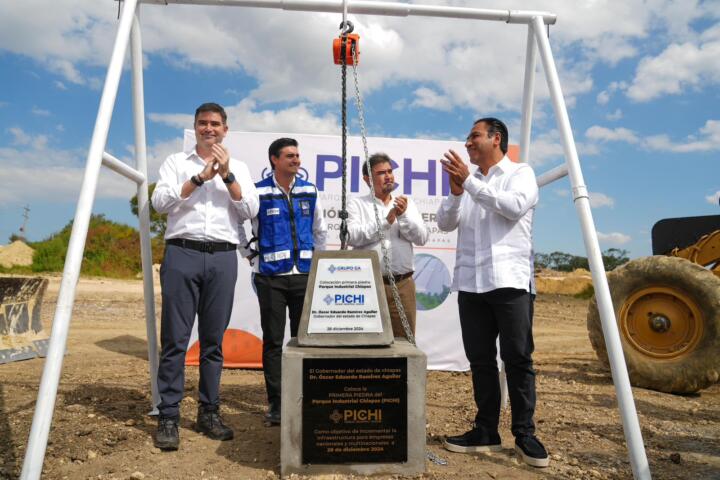 Encabeza Eduardo Ramírez colocación de la primera piedra del Parque Industrial Chiapas, en Berriozábal