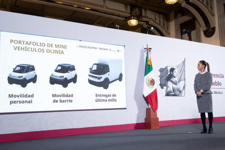 Presidenta Claudia Sheinbaum presenta Olinia, primera armadora mexicana de mini vehículos eléctricos desarrollados en México