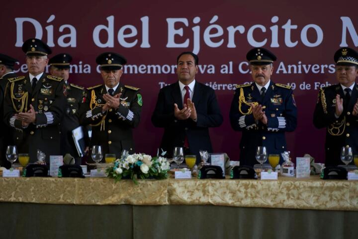 Asiste Eduardo Ramírez a la Ceremonia Conmemorativa al 112 Aniversario del Ejército Mexicano
