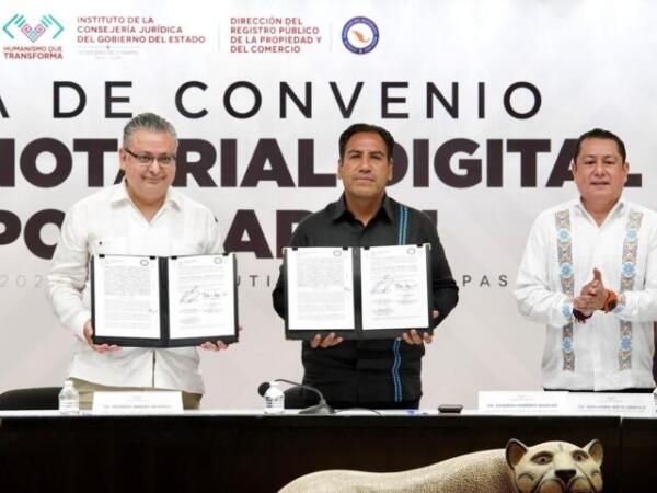 Encabeza Eduardo Ramírez firma de convenio para la implementación del Sello Notarial Digital Hipotecario