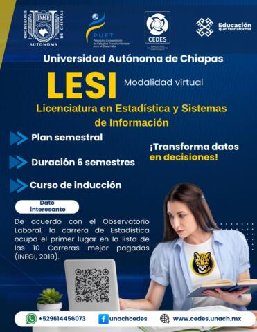 Invita UNACH a formar parte de la Licenciatura en Estadística y Sistema de Información