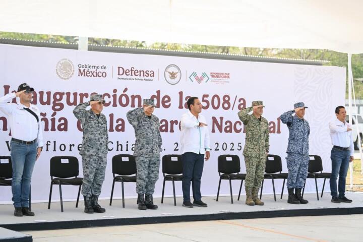 Eduardo Ramírez asiste a inauguración de la 508/a. Compañía de la Guardia Nacional, en Villaflores