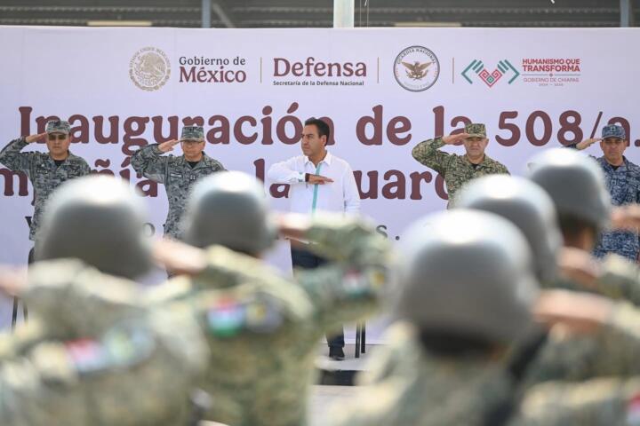 Eduardo Ramírez asiste a inauguración de la 508/a. Compañía de la Guardia Nacional, en Villaflores