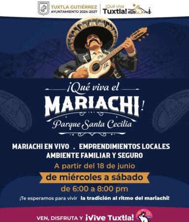 Brillará un parque más en Tuxtla con “¡Qué viva el Mariachi!”