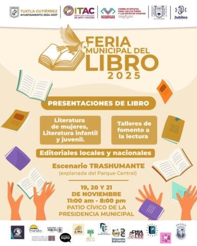 El Ayuntamiento de Tuxtla invita a la Feria Municipal del Libro 2025