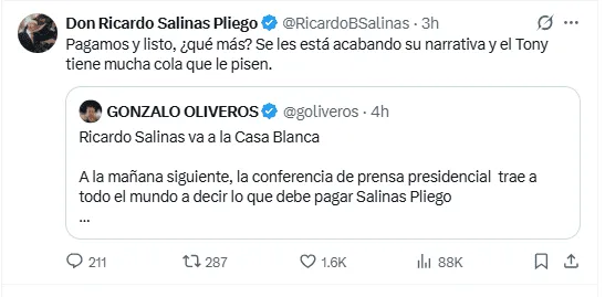 SCJN avala al SAT para cobrar a Grupo Salinas 51 mil millones de pesos; Salinas Pliego responde