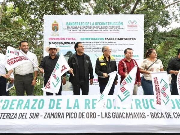 Eduardo Ramírez fortalece infraestructura carretera en Benemérito de las Américas y Marqués de Comillas