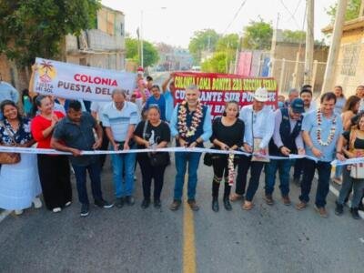Inaugura Angel Torres casi un kilómetro de reencarpetamiento del Camino Rural a Pacú, en Loma Bonita