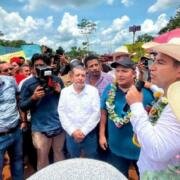 Javier Jiménez acompaña a Eduardo Ramírez en supervisión de presas en Huehuetán