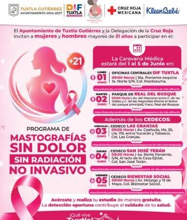 Ayuntamiento de Tuxtla y Cruz Roja impulsan “Mastografías Sin Dolor 2026”