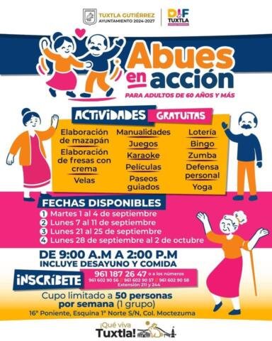 Abre DIF Tuxtla convocatoria de cursos para abuelitas y abuelitos