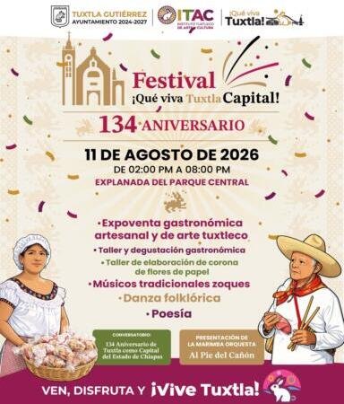 Invita Ayuntamiento al Festival ¡Qué viva Tuxtla Capital!